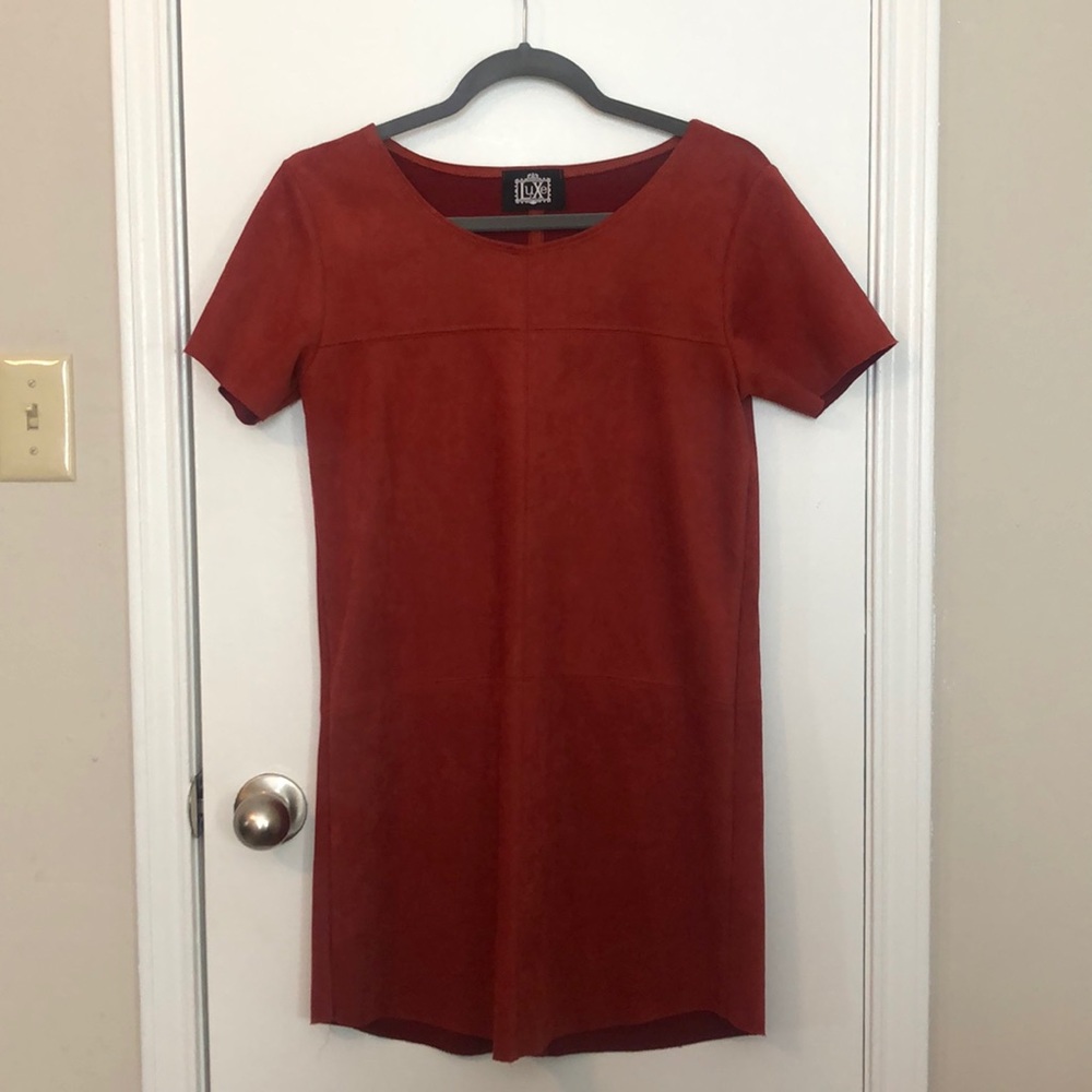 Burnt orange suede dress